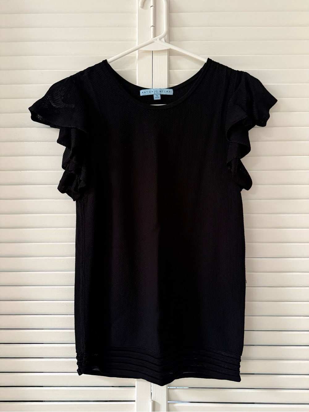 ANTONIO MELANI Black Short Sleeve Ruffle Tee